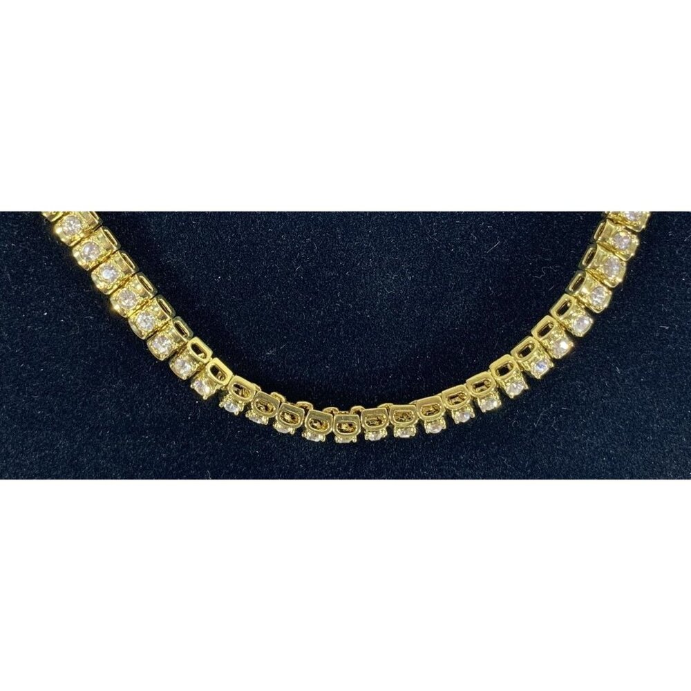 Vintage Avon Gold Tone Rhinestone Tennis Bracelet with Extension Crystals 7 in